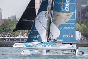 Oman Air races during day four of Act 2 Qingdao at the Extreme Sailing Series photo copyright  Xaume Olleros / OC Sport taken at  and featuring the  class