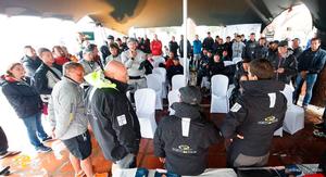 Peter Reggio announced the cancellation of racing for the day at the morning skippers' briefing – RC44 Sotogrande Cup photo copyright Martinez Studio taken at  and featuring the  class