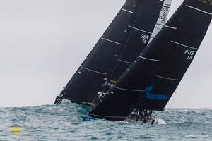 The RC44s were disappearing up to their spreaders in the troughs of today's swell - RC44 Sotogrande Cup photo copyright Martinez Studio taken at  and featuring the  class