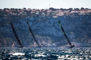 Maxi 72s Cannonball, Momo and Bella Mente competing in the 2017 Palma Vela in Mallorca, Spain photo copyright Pedro Martinez / Sailing Energy http://www.sailingenergy.com/ taken at  and featuring the  class