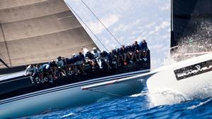 Bella Mente going head-to-head with teams in the Maxi 72 Class at Palma Vela in Mallorca, Spain photo copyright Pedro Martinez / Sailing Energy http://www.sailingenergy.com/ taken at  and featuring the  class