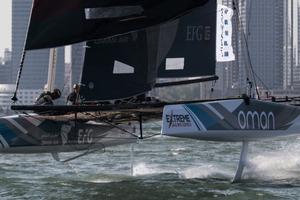 Oman Air Sailing Team races during Day 1 of Act 2 - Qingdao at the Extreme Sailing Series photo copyright  Xaume Olleros / OC Sport taken at  and featuring the  class