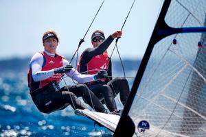 Charlotte Dobson and Saskia Tidey claim 49erFX bronze - Sailing World Cup Hyères photo copyright Richard Langdon/British Sailing Team taken at  and featuring the  class