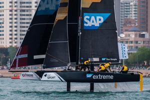 Act 2, Day 4 – The winner of Act 1, Muscat, SAP Extreme Sailing Team, was pipped to the post in the final race by Oman Air, meaning it finished the Act in fourth – Extreme Sailing Series photo copyright  Xaume Olleros / OC Sport taken at  and featuring the  class