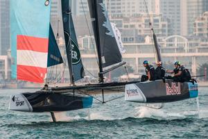 Act 2, Extreme Sailing Series Qingdao – Day 3 – Roman Hagara celebrated his birthday by securing a win and two third positions for Red Bull Sailing Team during today's racing. photo copyright  Xaume Olleros / OC Sport taken at  and featuring the  class