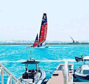 Emirates Team NZ nosedives outside the Oracle Team USA base  - April 27, 2017 photo copyright Tom Slingsby taken at  and featuring the  class