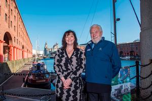 (Right to left) LCC Deputy Mayor, Cllr Ann O'Byrne and Clipper Race Chairman Sir Robin Knox-Johnston in Albert Dock, Liverpool photo copyright Clipper Ventures taken at  and featuring the  class