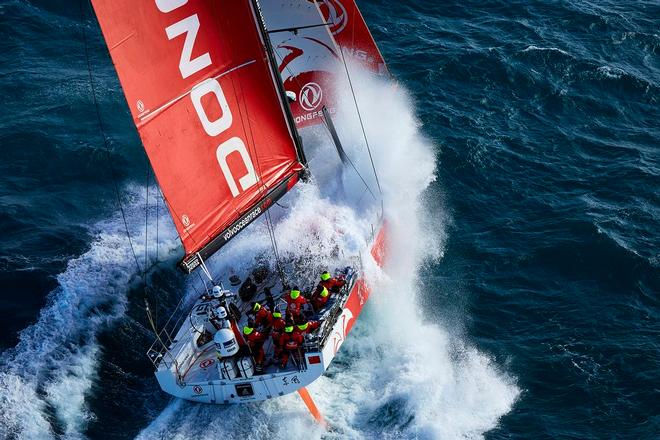 Epic helicopter footage of Dongfeng Race Team sailing between Glenan Island and Groix Island, South Brittany - Volvo Ocean Race ©  Benoit Stichelbaut / Dongfeng Race Team