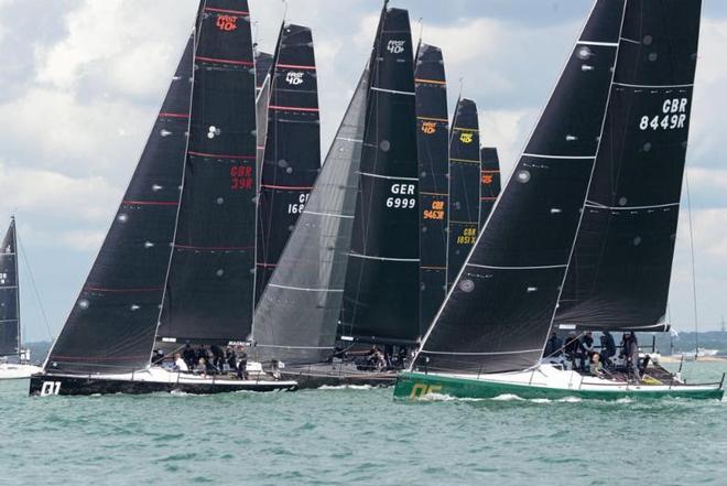 Rebellion (green hull) holds her own in the FAST 40+ fleet to tie first place today - Vice Admiral's Cup 2017 ©  Rick Tomlinson http://www.rick-tomlinson.com