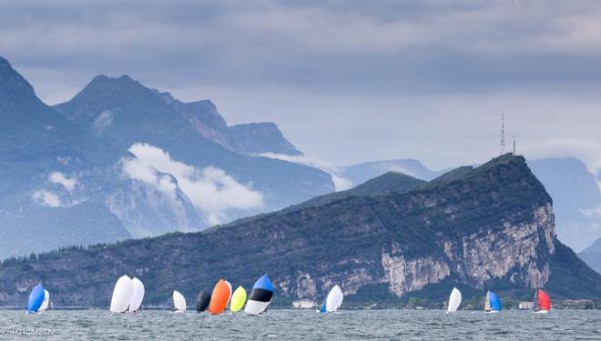 Melges 24 fleet sailing on the picturesque  Garda Lake, Riva del Garda - 2017 Melges 24 European Sailing Series ©  IM24CA/ZGN/Mauro Melandri