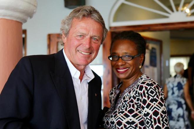 Les Crane, Past Commodore and Chair of the Antigua Bermuda Race with Pat Phillip-Fairn of Bermuda Tourism Authority ©  Tom Clarke