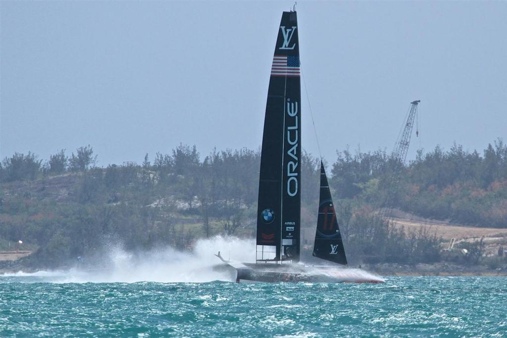 Oracle Team USA rips up the course on Practice Day, America's Cup 2017, May 25, 2017 Great Sound Bermuda photo copyright Richard Gladwell www.photosport.co.nz taken at  and featuring the  class