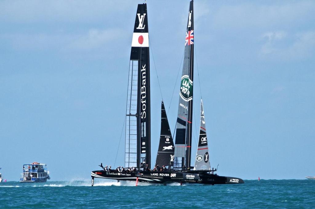 Race 6 - Land Rover BAR and Softbank Team Japan collision - 35th America's Cup - Bermuda  May 27, 2017 photo copyright Richard Gladwell www.photosport.co.nz taken at  and featuring the  class