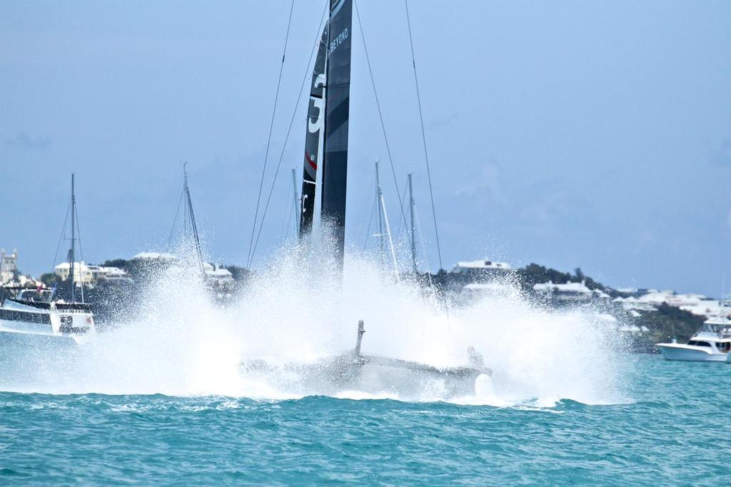 Race 8 - Land Rover BAR nosedives  - 35th America's Cup - Bermuda  May 27, 2017 © Richard Gladwell www.photosport.co.nz
