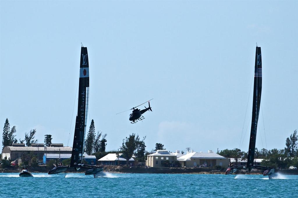 Race 12 - Start Softbank Team Japan and Oracle Team USA  - 35th America's Cup - Bermuda  May 28, 2017 photo copyright Richard Gladwell www.photosport.co.nz taken at  and featuring the  class