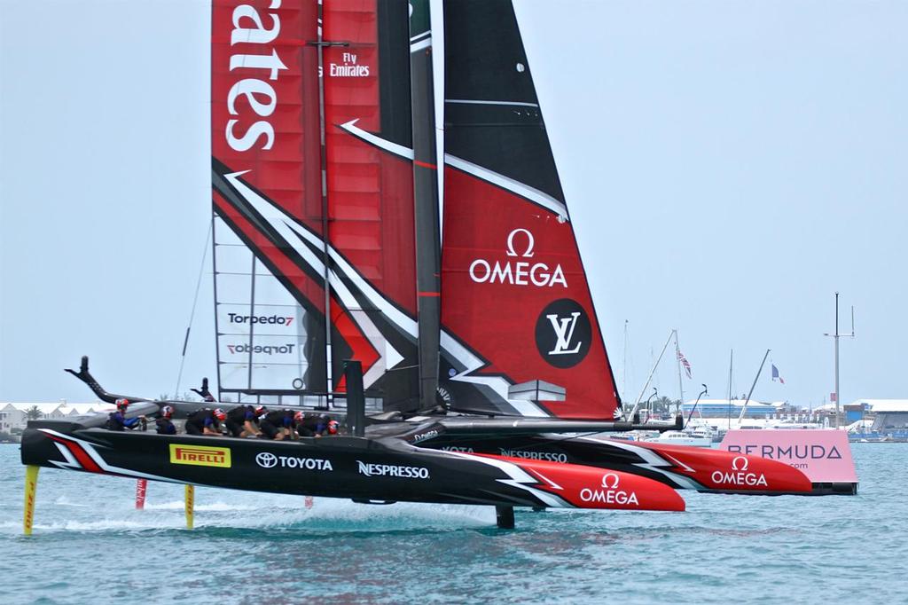 Emirates Team NZ bow to bow  with Ben Ainslie at Mark 1 - Round Robin 2 - America's Cup 2017, June 1, 2017 Great Sound Bermuda © Richard Gladwell www.photosport.co.nz