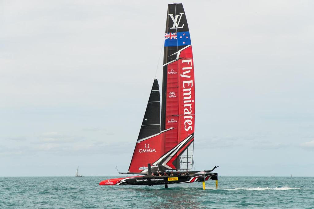 13/05/17- Emirates Team New Zealand sailing on Bermuda’s Great Sound testing in the lead up to the 35th America’s Cup © Hamish Hooper/Emirates Team NZ http://www.etnzblog.com