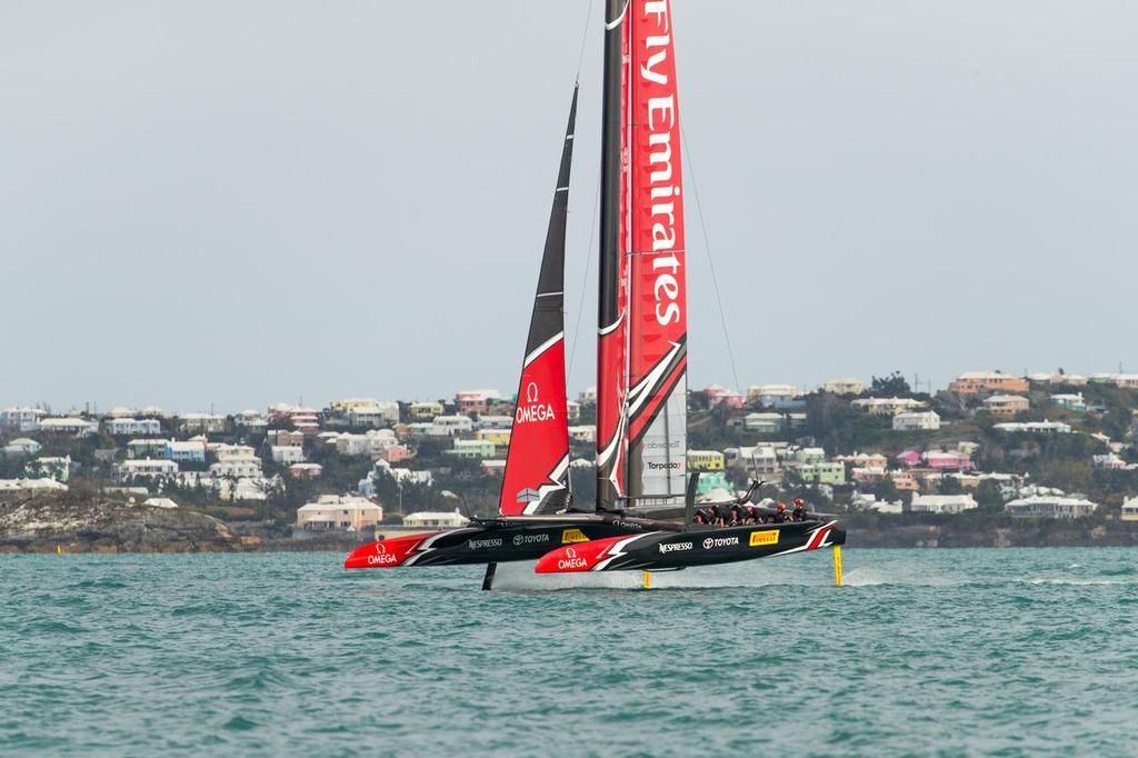  Emirates Team New Zealand sailing on Bermuda’s Great Sound testing in the lead up to the 35th America’s Cup © Hamish Hooper/Emirates Team NZ http://www.etnzblog.com