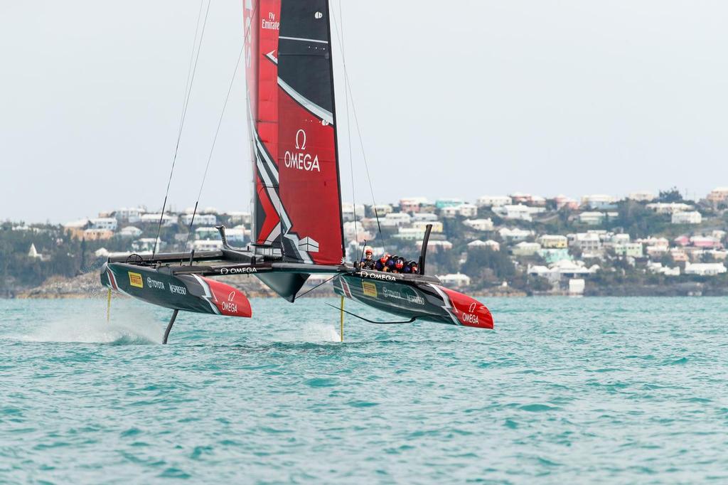 Emirates Team New Zealand sailing on Bermuda's Great Sound testing in the lead up to the 35th America's Cup © Richard Hodder/Emirates Team New Zealand