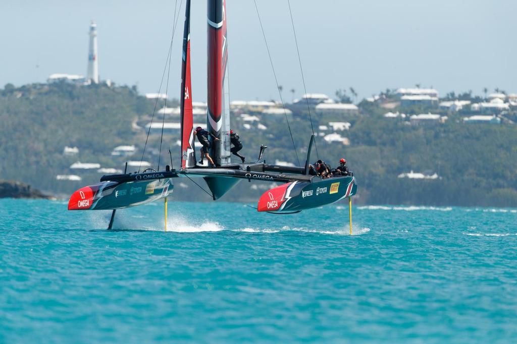 Emirates Team New Zealand sailing on Bermuda's Great Sound practice racing in the lead up to the 35th America's Cup. © Richard Hodder/Emirates Team New Zealand