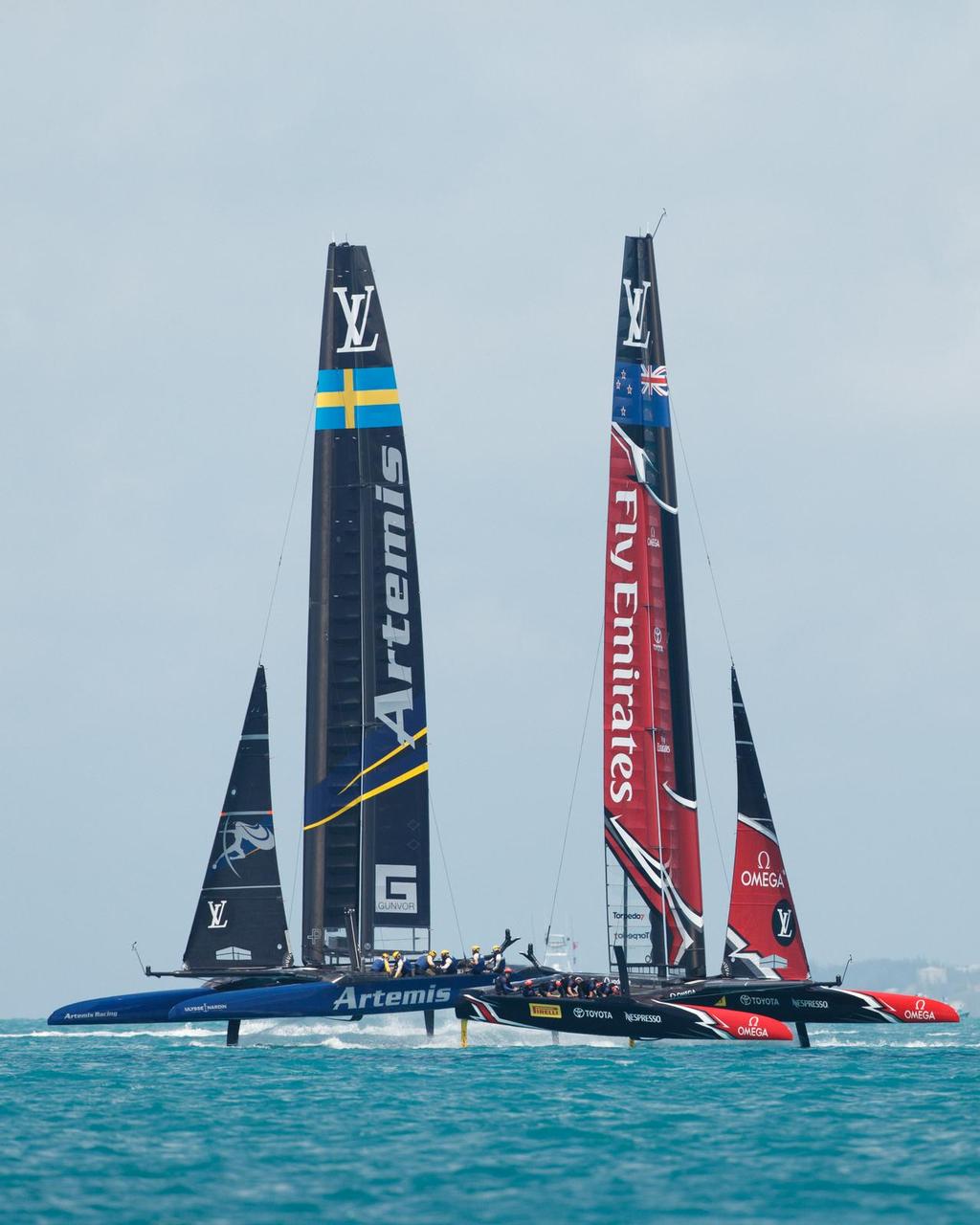 29/05/17 Emirates Team New Zealand sailing on Bermuda's Great Sound in the Louis Vuitton America's Cup Qualifiers 
Round Robin 1 - Race 14 - Artemis (SWE) vs. Emirates Team New Zealand (NZL) photo copyright Richard Hodder/Emirates Team New Zealand taken at  and featuring the  class