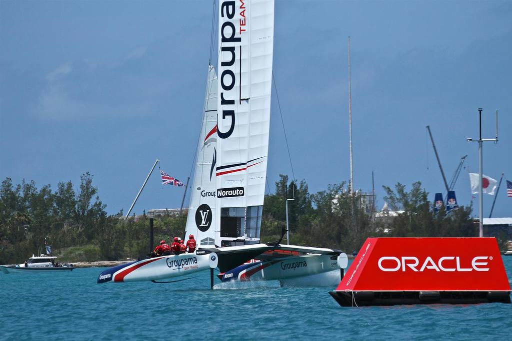 Groupama Team France crosses the finish line - Round Robin 2, Day 4 - 35th America’s Cup - Bermuda  May 30, 2017 © Richard Gladwell www.photosport.co.nz