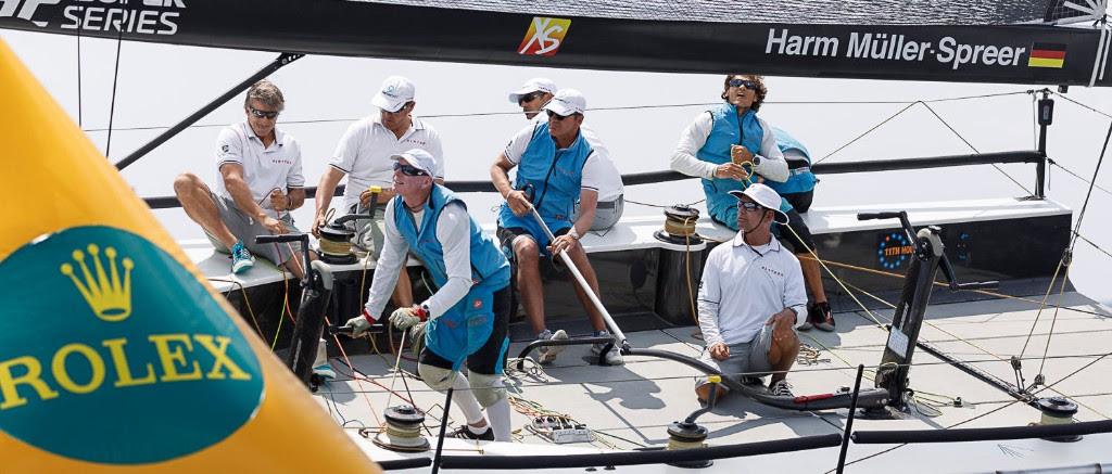 An incredibly focussed and determined Platoon crew win the prize - 2017 Rolex TP52 World Championship photo copyright Martinez Studio/52 Super Series taken at  and featuring the  class