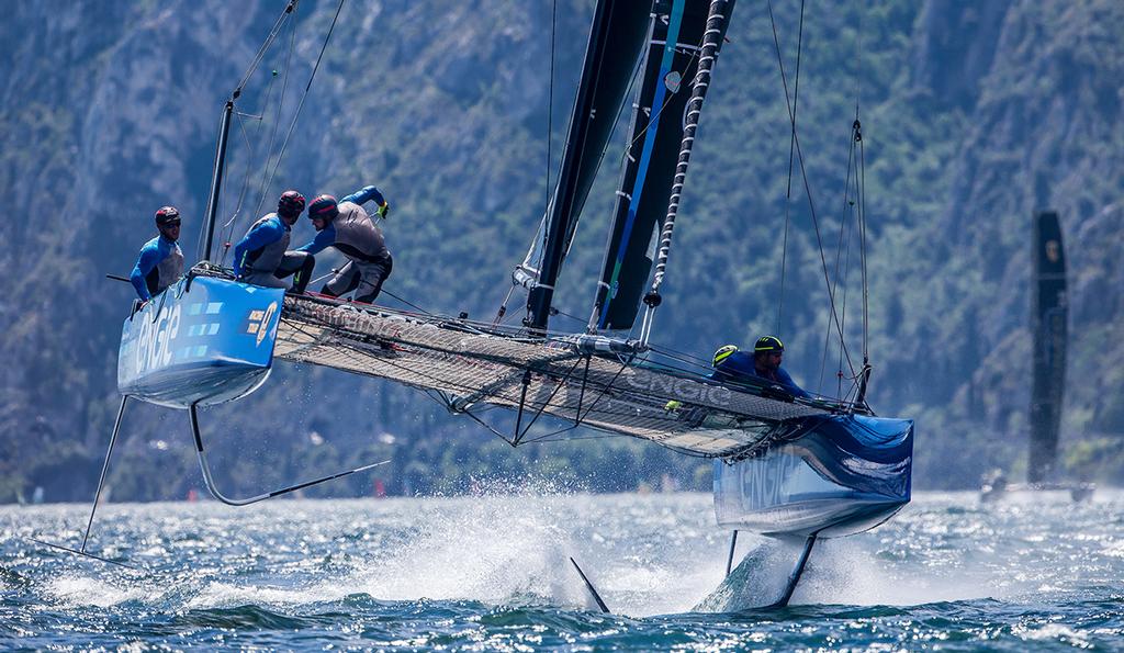 After a couple of set-backs, Team ENGIE lost her grip on the lead today - GC32 Riva Cup 2017 © Jesus Renedo / GC32 Racing Tour