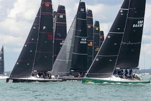 Rebellion (green hull) holds her own in the FAST 40+ fleet to tie first place today - Vice Admiral's Cup 2017 photo copyright  Rick Tomlinson http://www.rick-tomlinson.com taken at  and featuring the  class