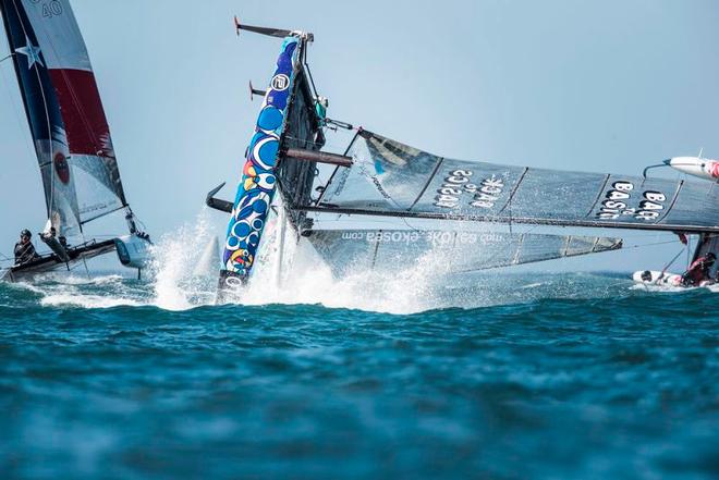 Extreme Sailing Series Act 3 – Day 3 – The Flying Phantoms competed in six races, with four capsizes and one dismasting © Lloyd Images http://lloydimagesgallery.photoshelter.com/