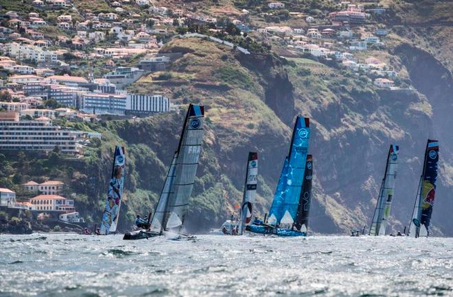 Extreme Sailing Series Madeira Islands – Act 3, Day 3 – The fleet of Flying Phantoms sailed six races in Funchal during the opening event of the 2017 Flying Phantom Series. © Lloyd Images http://lloydimagesgallery.photoshelter.com/