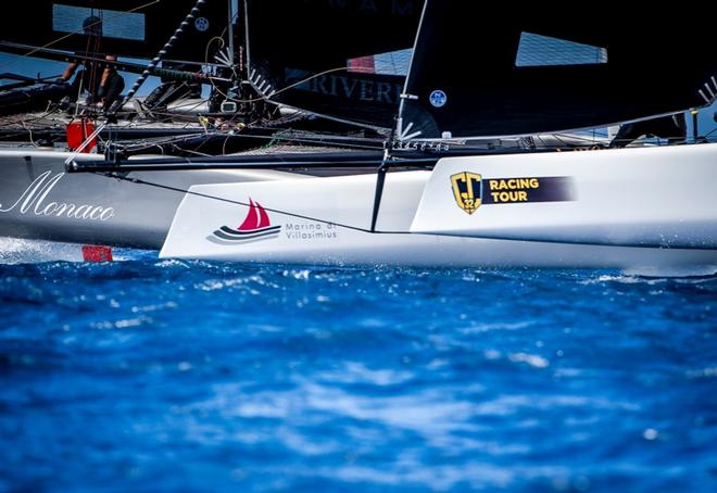Team Argo flying in front of Malizia - Yacht Club de Monaco – GC32 Villasimius Cup © Jesus Renedo / GC32 Racing Tour