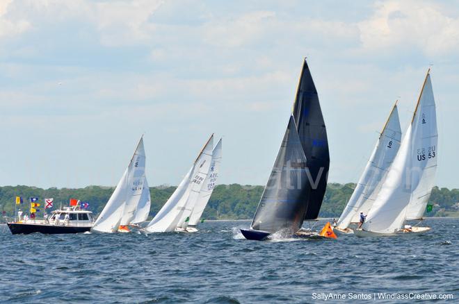 William Booth’s Flapper, N-71 set the tone for the weekend in Saturday’s first start squeezing out  Jerry Goldlust’s Cherokee, US-53 and Hugh Jones’ Madcap, US-21 at the pin  - MetreFest Newport 2017 ©  SallyAnne Santos / WindlassCreative.com