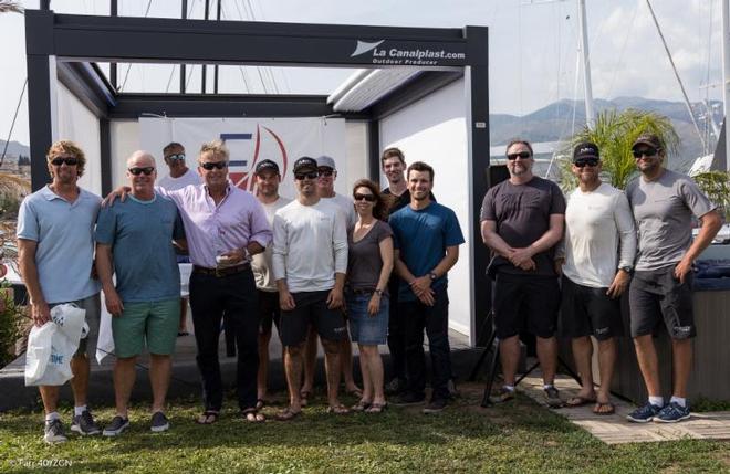 Skipper Alex Roepers, third from left with arm around tactician Terry Hutchinson, celebrates with the Plenty team after winning seven of nine races in the Gaeta Open. - 2017 Farr 40 Gaeta Open Trophy ©  Farr 40 / ZGN