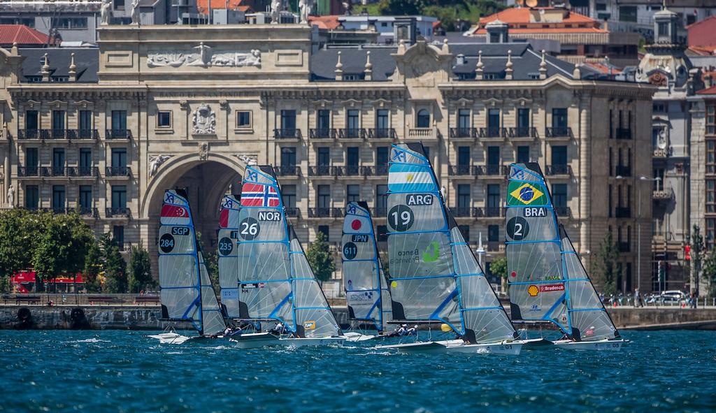 49erFX racing in the heart of Santander - World Cup Series Final - Santander photo copyright  Jesus Renedo / Sailing Energy http://www.sailingenergy.com/ taken at  and featuring the  class