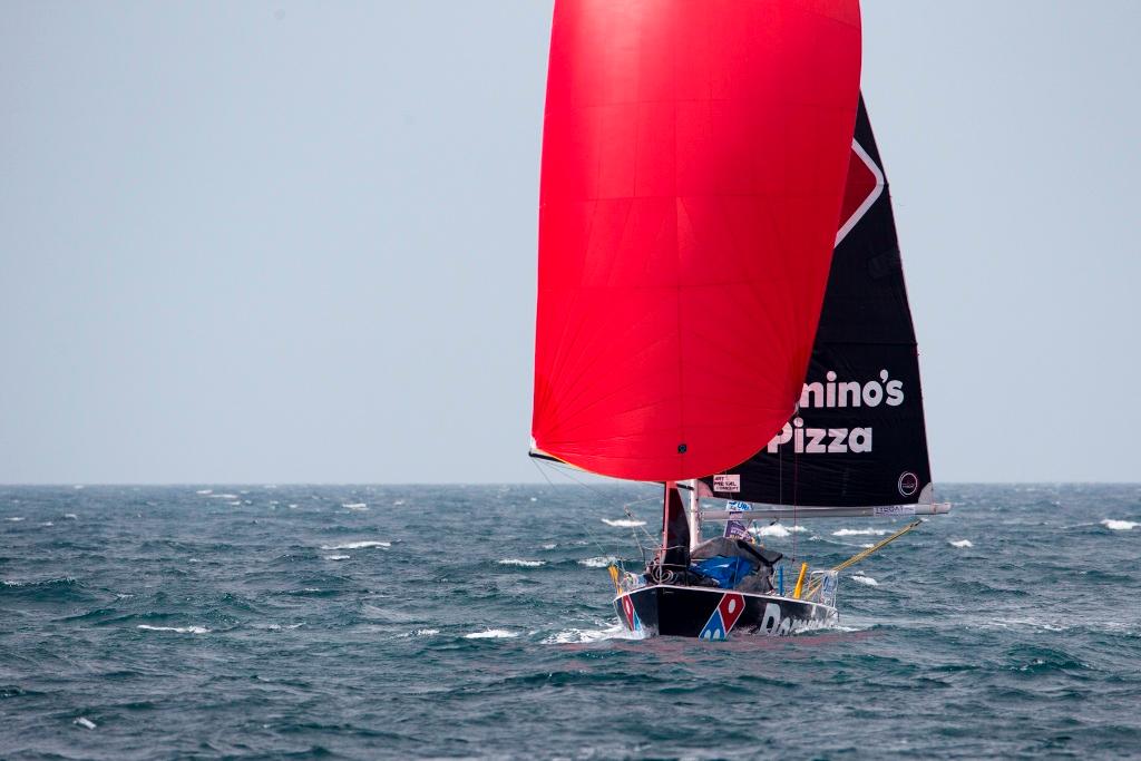 Damien Guillou (Domino s Pizza) during the 4th stage of the Solitaire Urgo Le Figaro between Concarneau and Dieppe © Alexis Courcoux