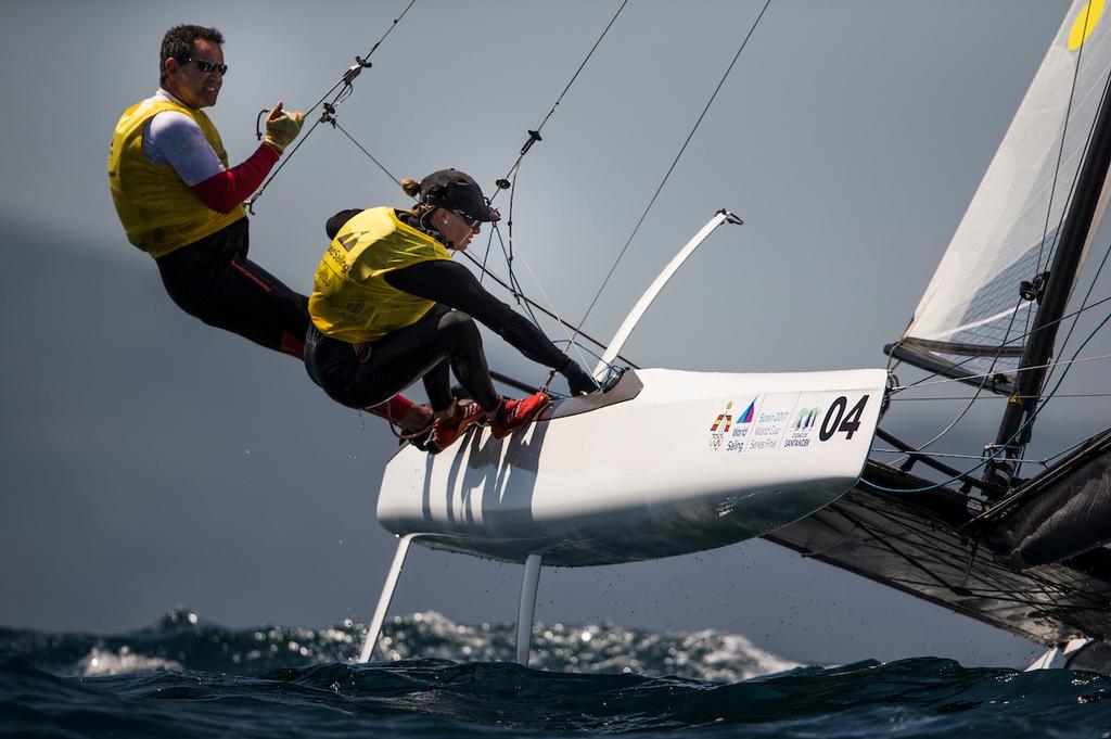 Fernando Echavarri and Tara Pacheco in the Nacra 17 - 2017 World Cup Series Final - Santander photo copyright Pedro Martinez / Sailing Energy / World Sailing taken at  and featuring the  class