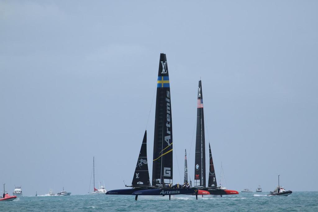 Artemis Racing leads Oracle Team USA - Round Robin 2, Day 7 - 35th America’s Cup - Bermuda  June 1, 2017 © Richard Gladwell www.photosport.co.nz