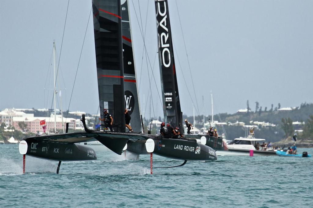 Land Rover BAR chases Oracle Team USA - Round Robin 2, Day 8 - 35th America's Cup - Bermuda  June 3, 2017 © Richard Gladwell www.photosport.co.nz