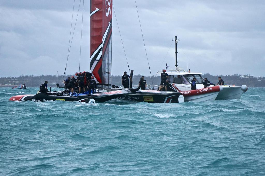 Emirates Team New Zealand sideslipped back to base - Semi-Final, Day 11 - 35th America's Cup - Bermuda  June 6, 2017 photo copyright Richard Gladwell www.photosport.co.nz taken at  and featuring the  class