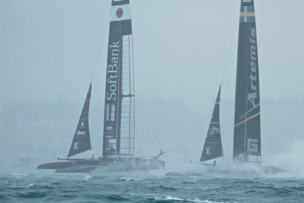 Softbank Team Japan and Artemis Racing look like they are rounding Cape Horn - Semi-Final, Day 11 - 35th America’s Cup - Bermuda  June 56, 2017 © Richard Gladwell www.photosport.co.nz
