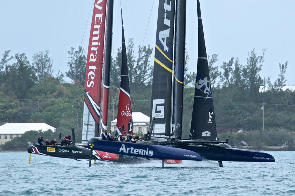 Emirates Team New Zealand chases Artemis at the start of Race 3 - Challenger Fina - Day 1 - 35th America's Cup - Bermuda  June 10, 2017 © Richard Gladwell www.photosport.co.nz