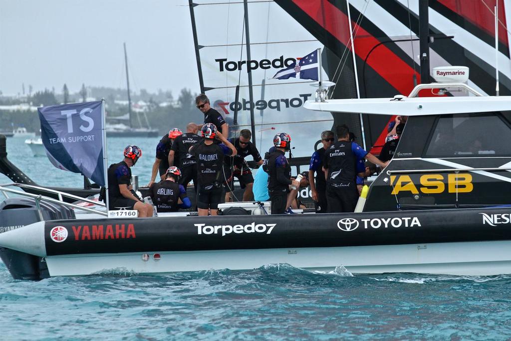 Emirates Team New Zealand -  Timeout between Races 1 and 2 - Challenger Final, Day 1 - 35th America's Cup - Day 14 - Bermuda  June 10, 2017 © Richard Gladwell www.photosport.co.nz