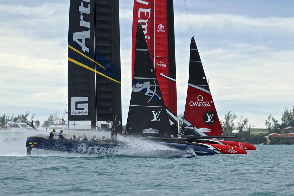 Artemis Racing and Emirates Team NZ start - Challenger Finals, Day 15  - 35th America's Cup - Bermuda  June 11, 2017 © Richard Gladwell www.photosport.co.nz