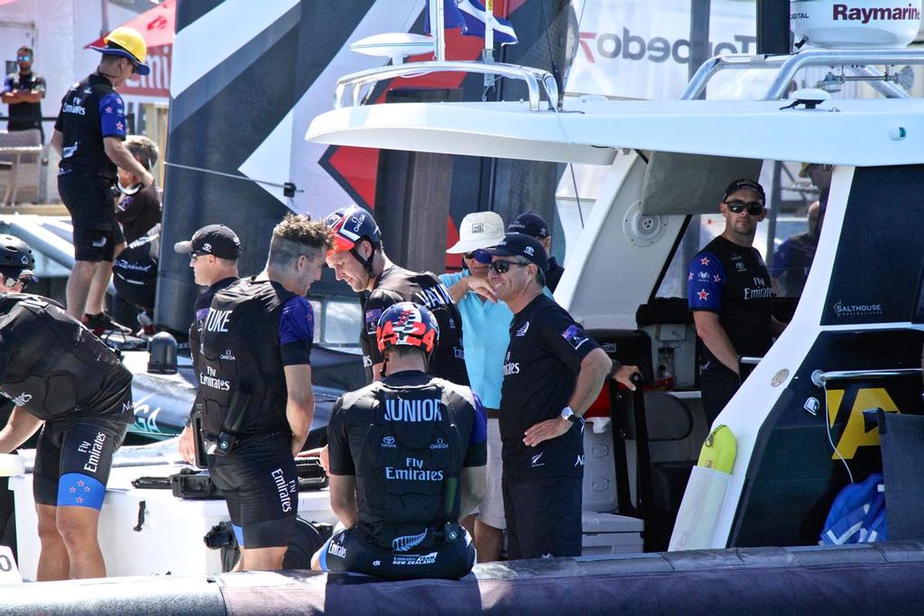 Emirates Team New Zealand tender and Blair Tuke’s ``eve of the America’s Cup haircut`` - 35th America’s Cup Match - Race 4 - Bermuda  June 18, 2017 photo copyright Richard Gladwell www.photosport.co.nz taken at  and featuring the  class