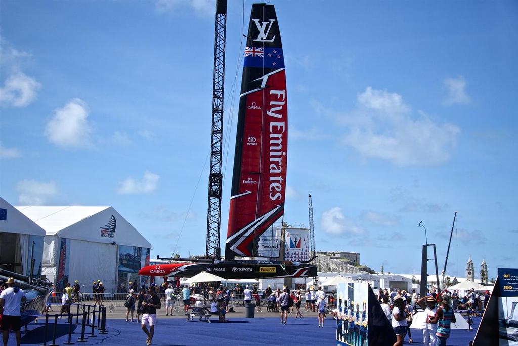 Emirates Team New Zealand hoists after a test sail - 35th America's Cup - Bermuda  June 21, 2017 photo copyright Richard Gladwell www.photosport.co.nz taken at  and featuring the  class