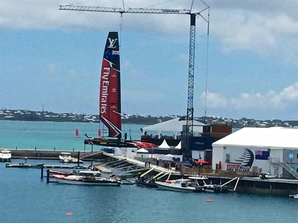Emirates Team NZ in the hoist - June 23, 2017 America's Cup - Bermuda photo copyright Richard Gladwell www.photosport.co.nz taken at  and featuring the  class