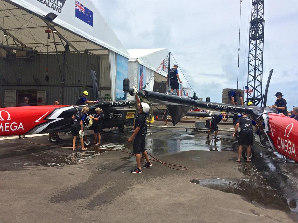 Emirates Team New Zealand boat-wash - June 23, 2017 America's Cup - Bermuda photo copyright Richard Gladwell www.photosport.co.nz taken at  and featuring the  class