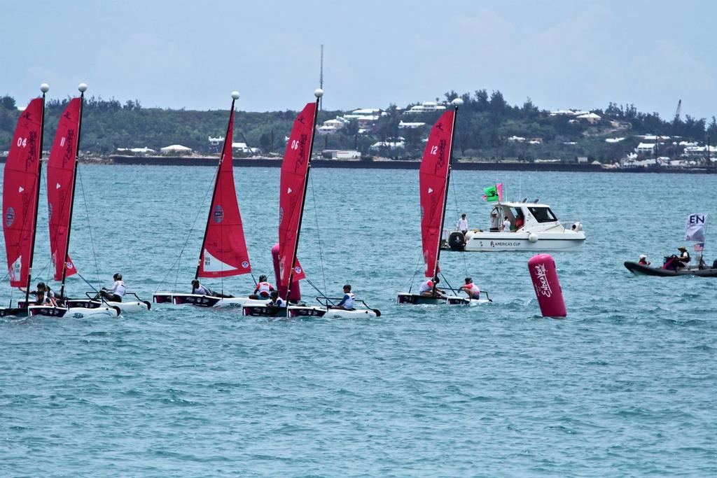 Racing in the Hobie Wave - America's Cup Regatta Race Week 2017, June 23, 2017 - Great Sound Bermuda photo copyright Richard Gladwell www.photosport.co.nz taken at  and featuring the  class