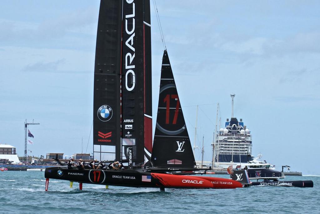 Oracle Team USA gets a jump at the start of Race 5- America's Cup 2017, June 24, 2017 - Great Sound Bermuda photo copyright Richard Gladwell www.photosport.co.nz taken at  and featuring the  class